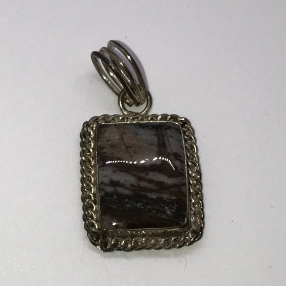 Sterling Silver Picasso Jasper Pendant with Chain Detail - Picture 2 of 5